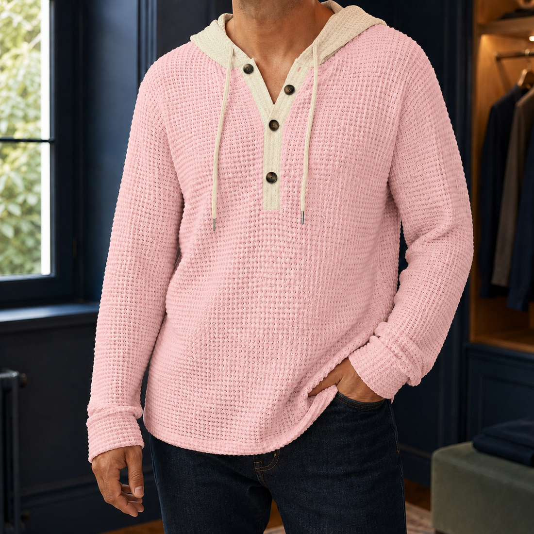 Nash Waffle Sweater - Pink