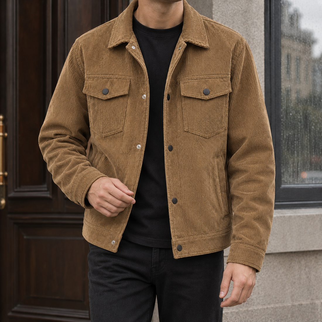 Tobias Corduroy Utility Jacket - Coffee Brown