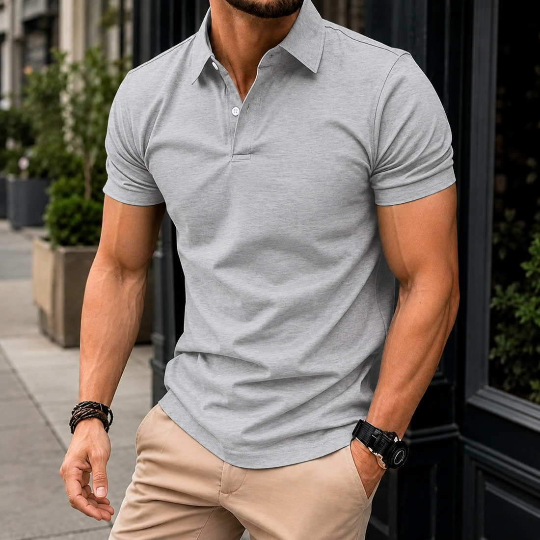 Evander Slim Polo - Gray