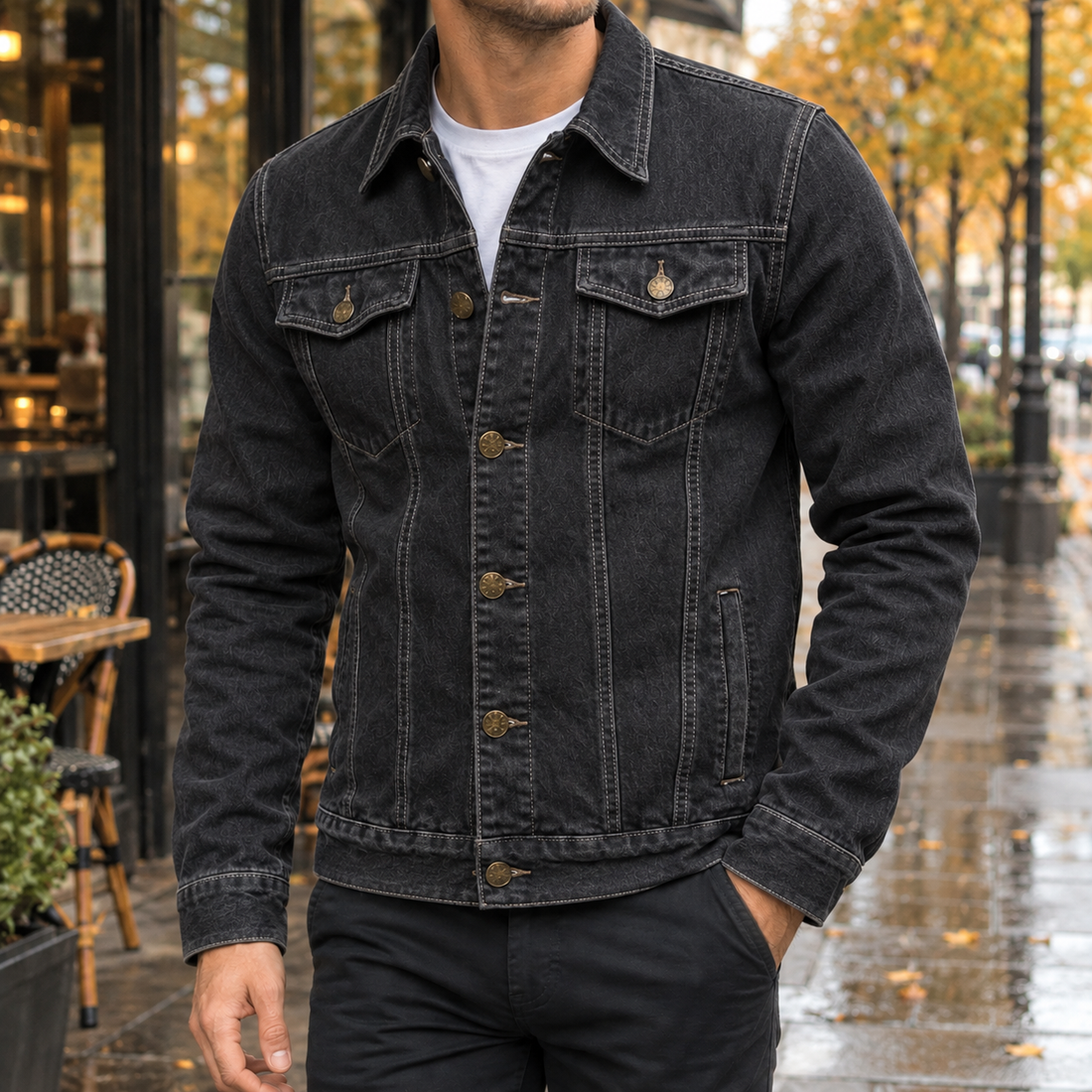 George-Stone Denim Jacket - Pure Black