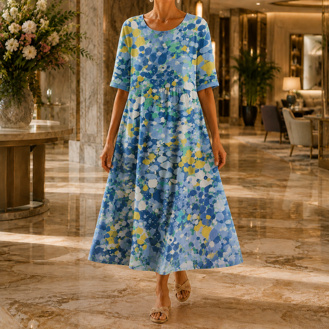Luna A-Line Dress - Cornflower Blue