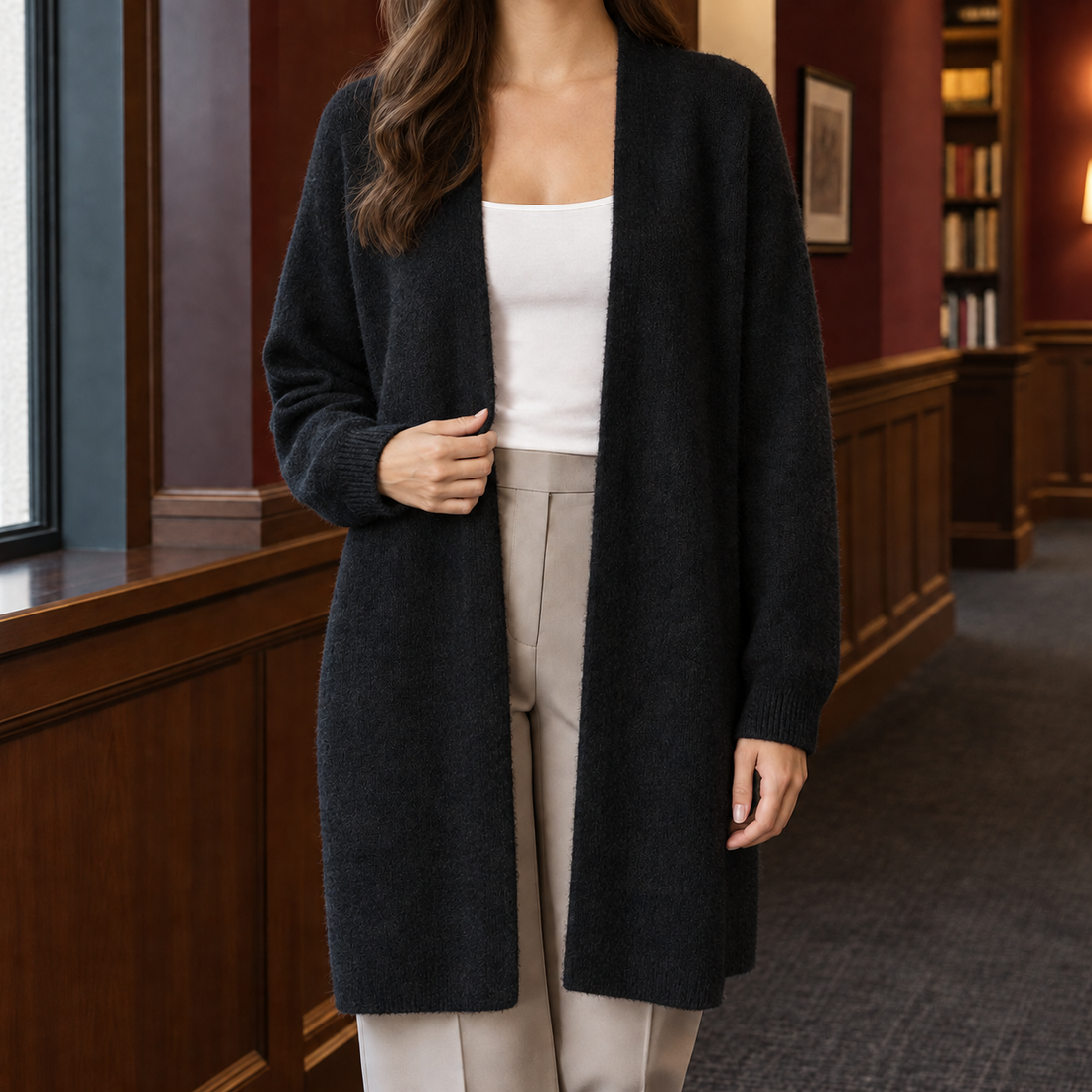 Sabina-Hope Longline Cardigan - Black