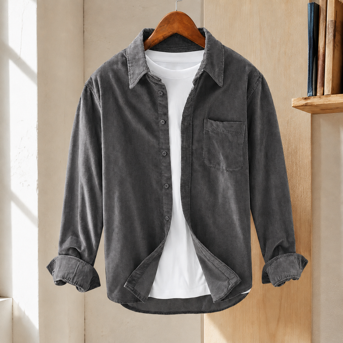 Quentin Corduroy Shirt - Anthracite