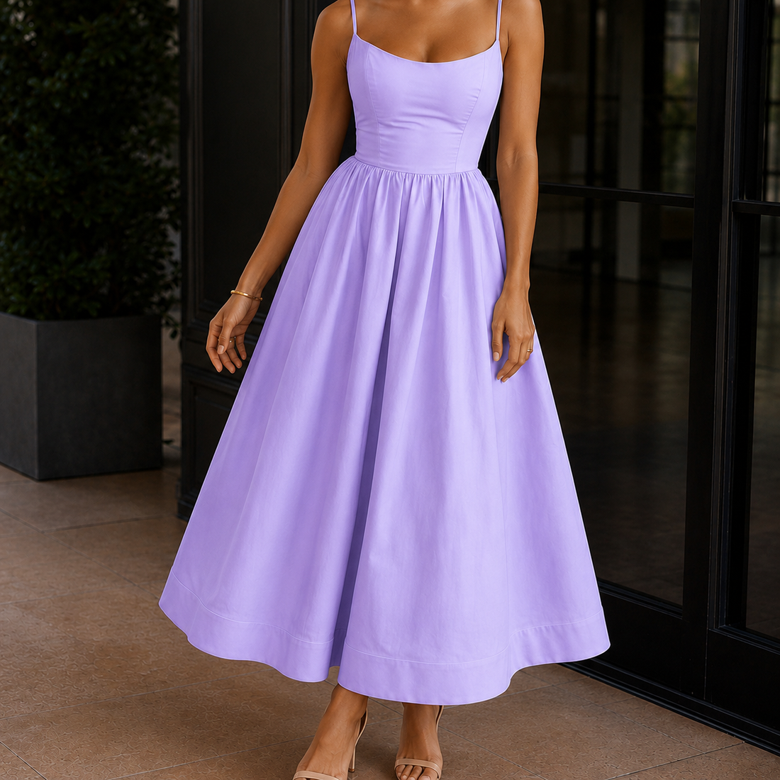 Bianca-Jane Gathered Midi Dress - Purple