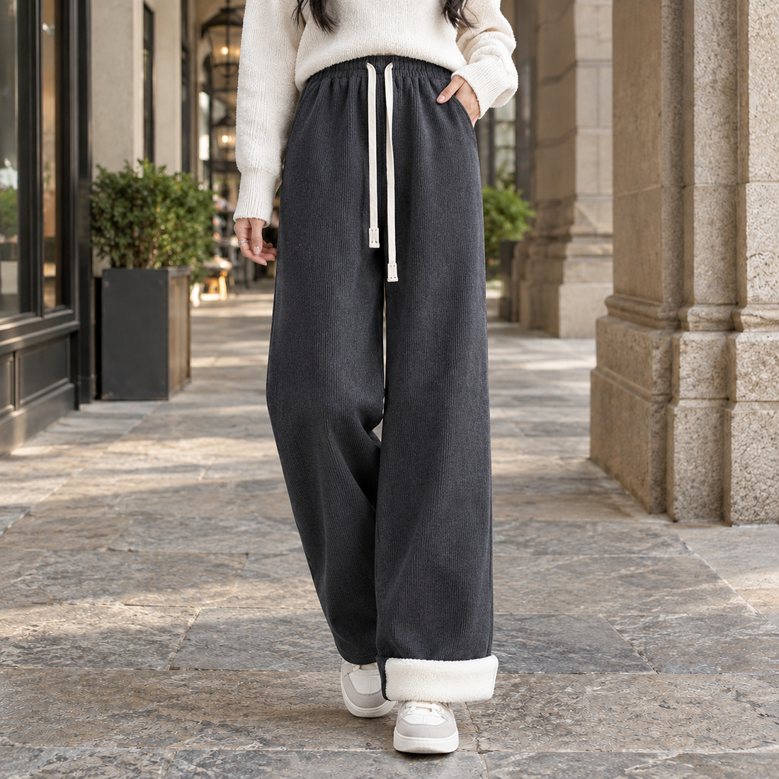 Modesty Wide Leg Pants - Dark Gray