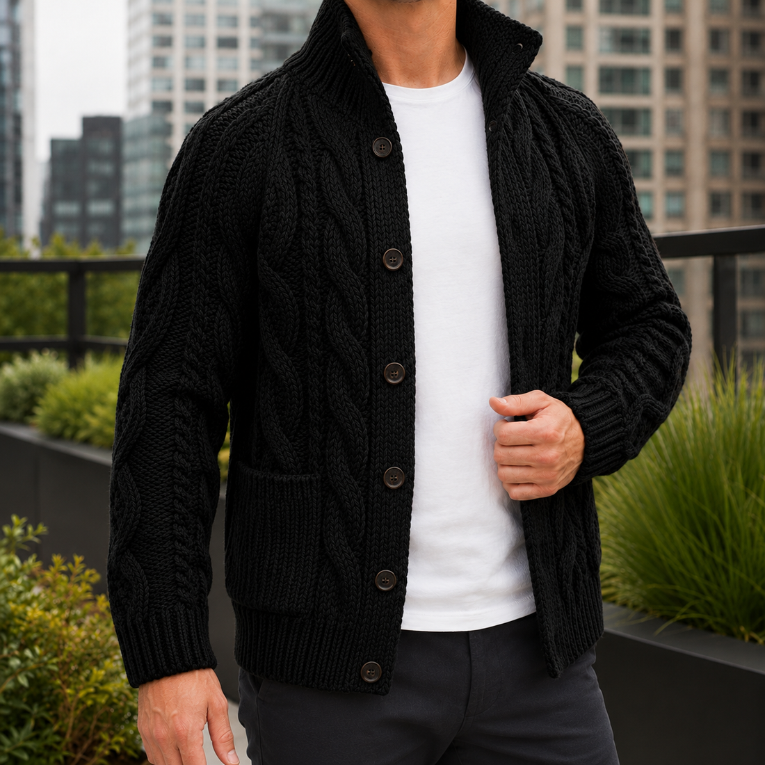 Maximus Cable Knit Sweater - Black
