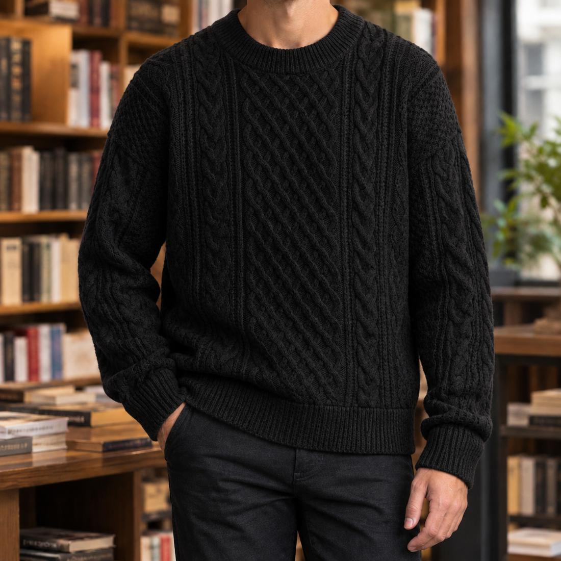 Wilfred Cable Knit Sweater - Black