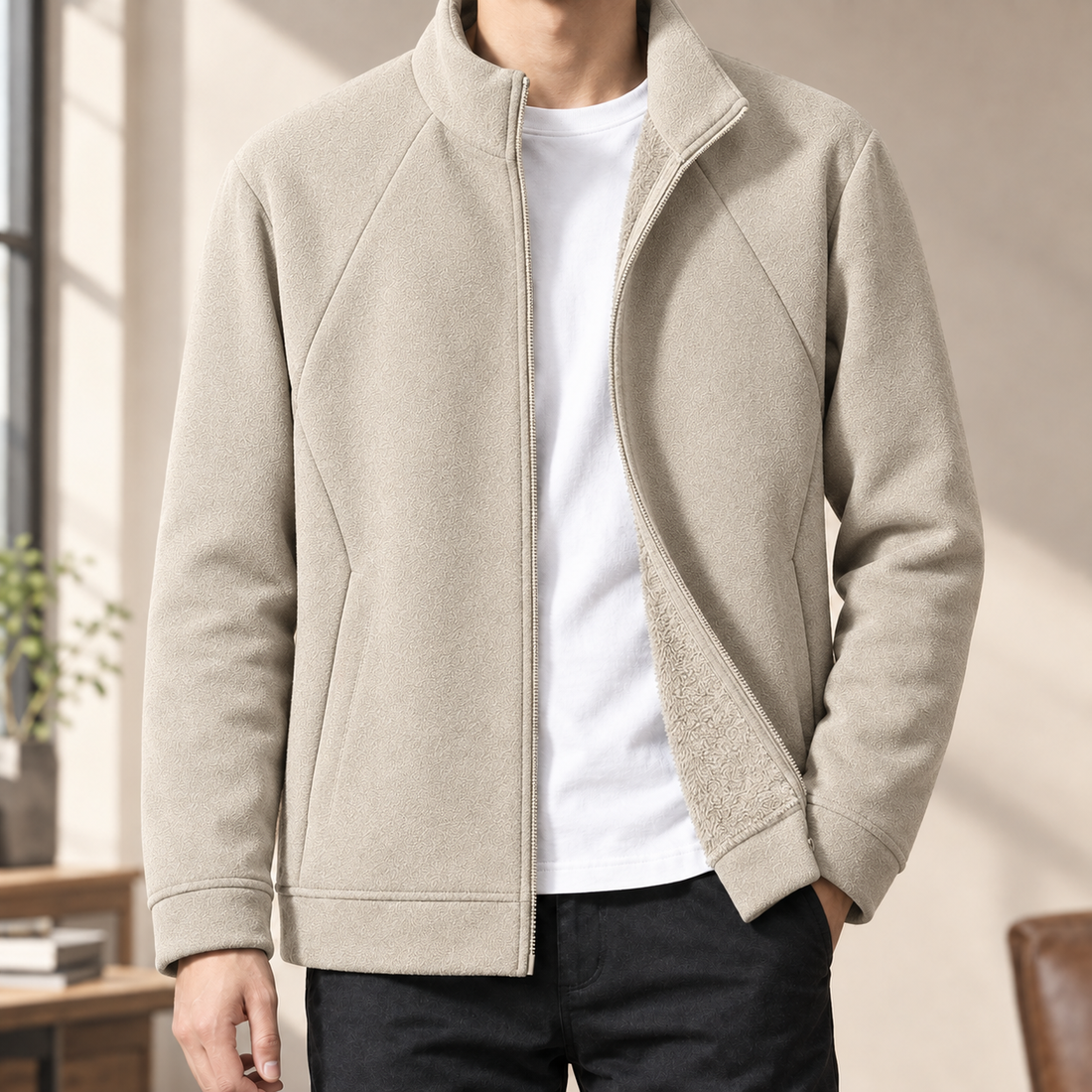 Montague Fleece Zip Jacket - Beige