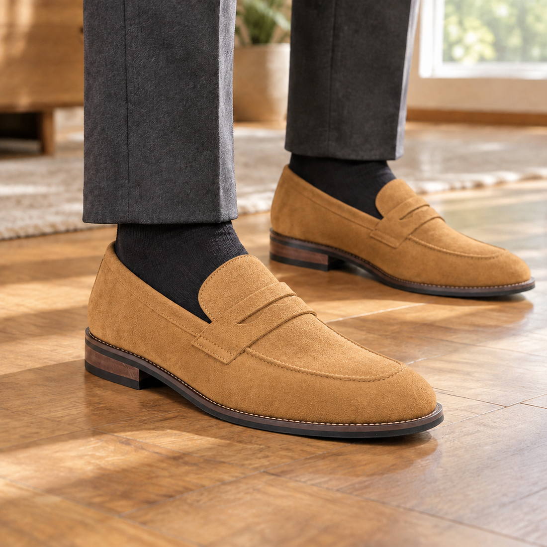 Vinci Suede Loafers - Camel