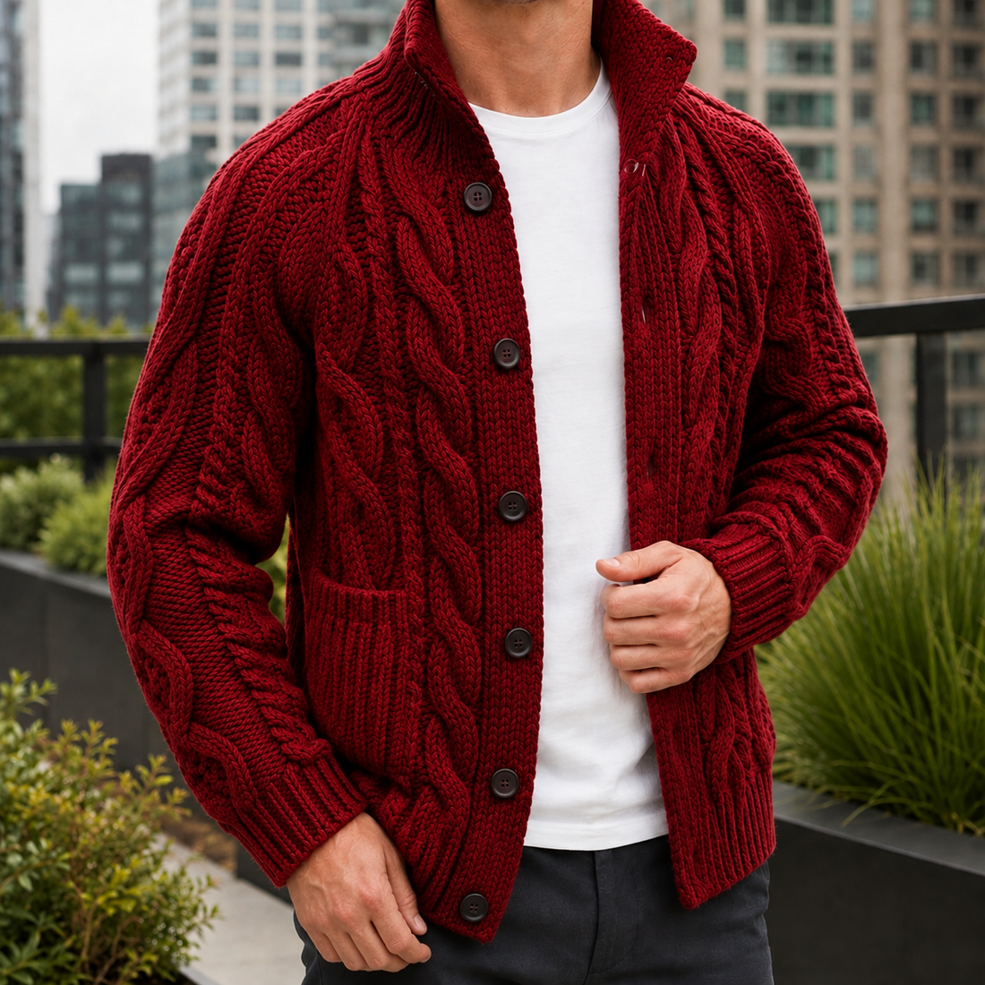Maximus Cable Knit Sweater - Red