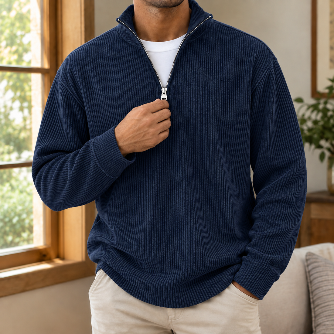 Amaury Quarter Zip Pullover - Navy Blue