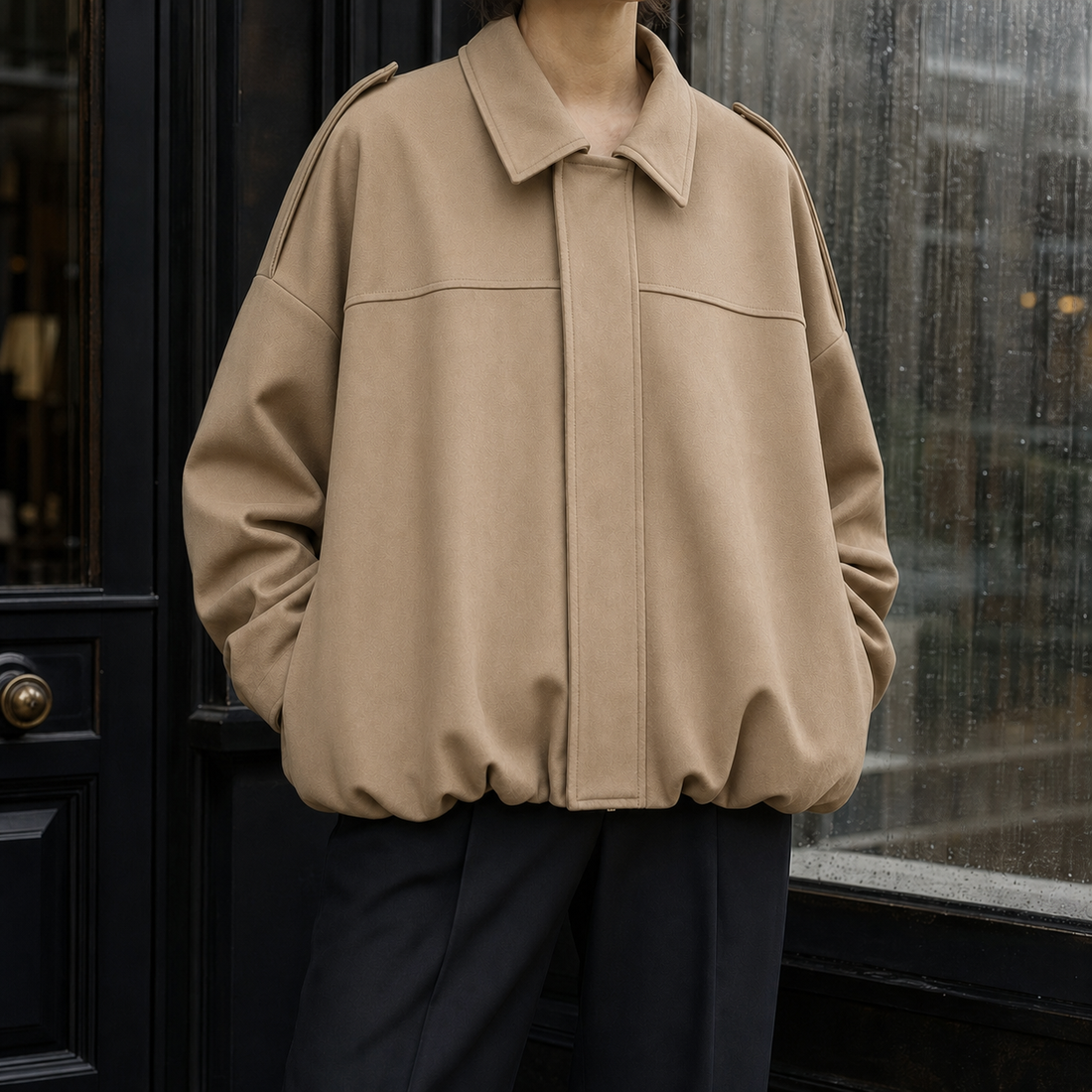 Serena-Mae Balloon Hem Jacket - Khaki