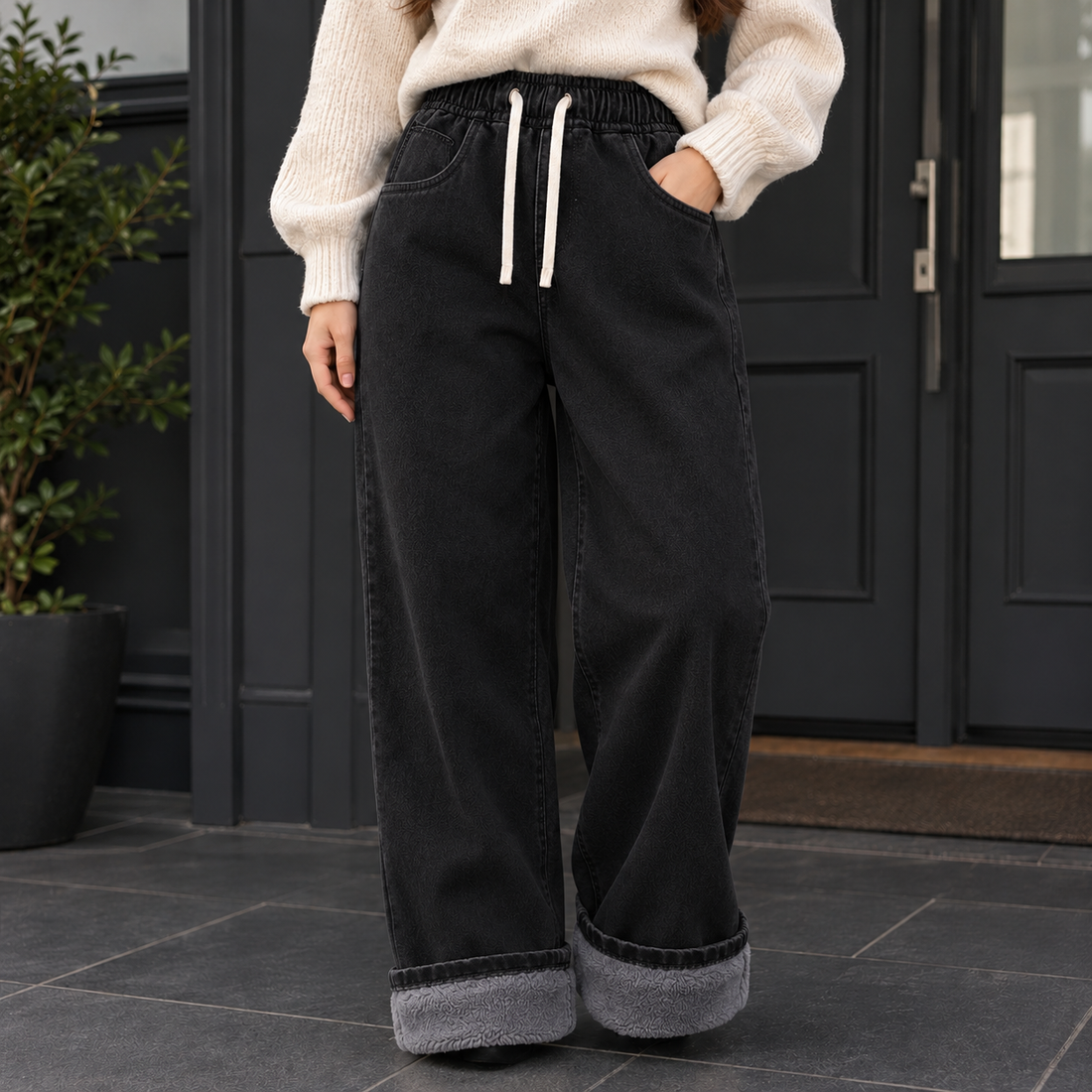 Guinevere-Jane Straight-Leg Pants - Black ~