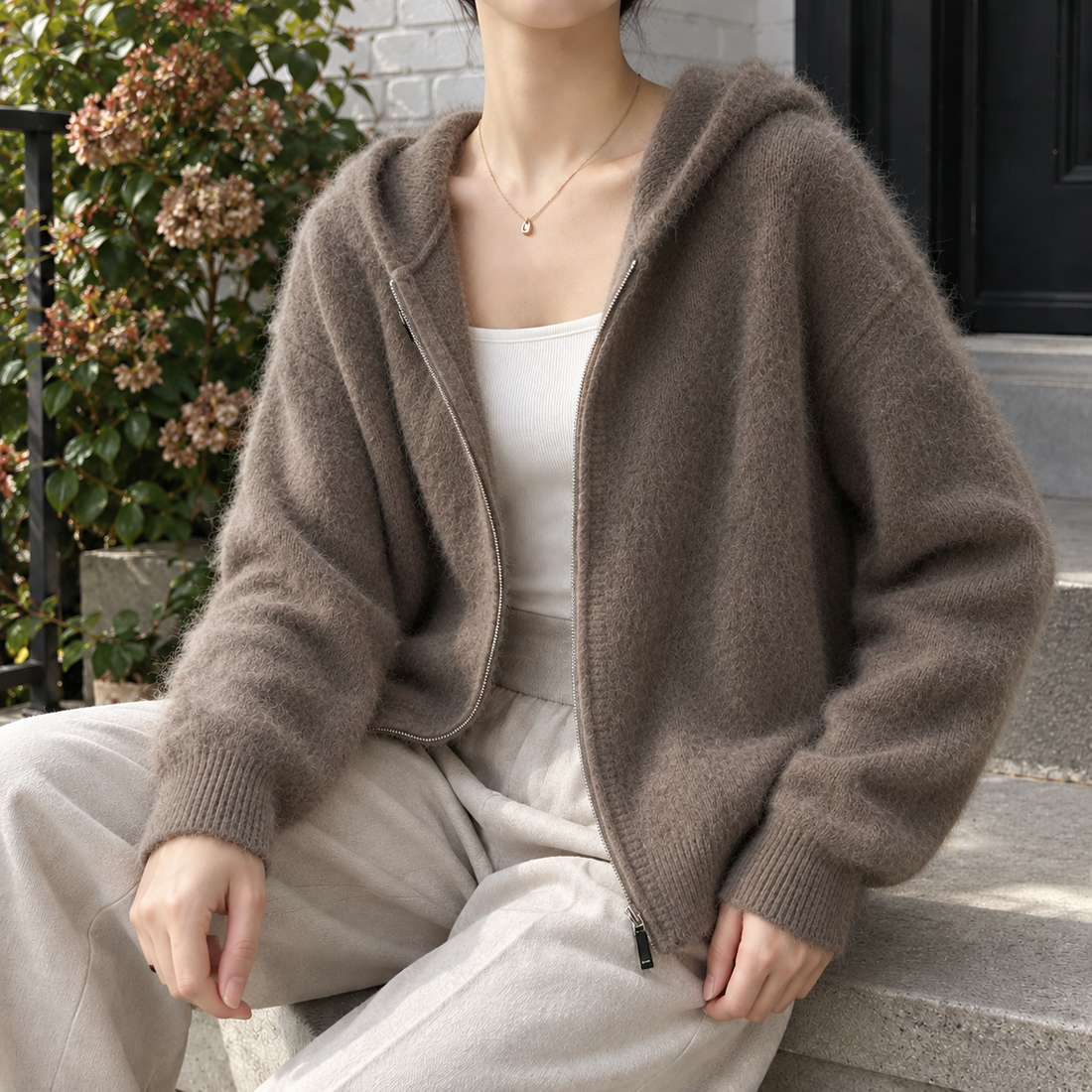 Demelza Cashmere Hoodie - Retro Coffee