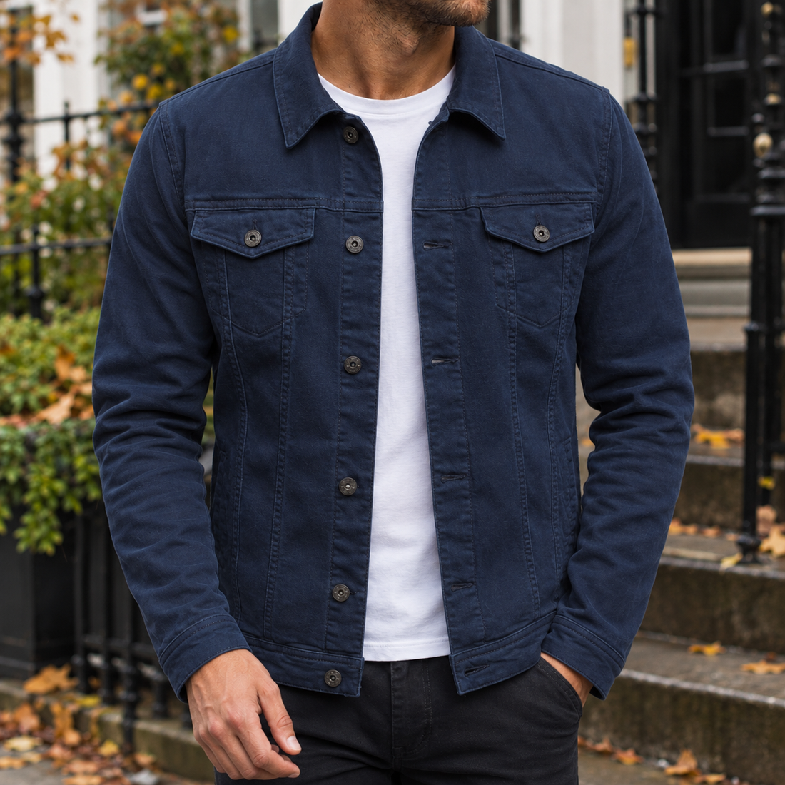 Brett-Ellis Denim Jacket - Navy Blue