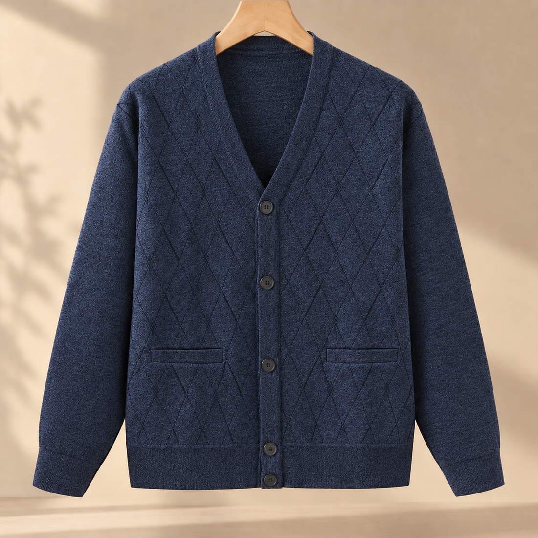 Albin Argyle Cardigan - Blue Gray