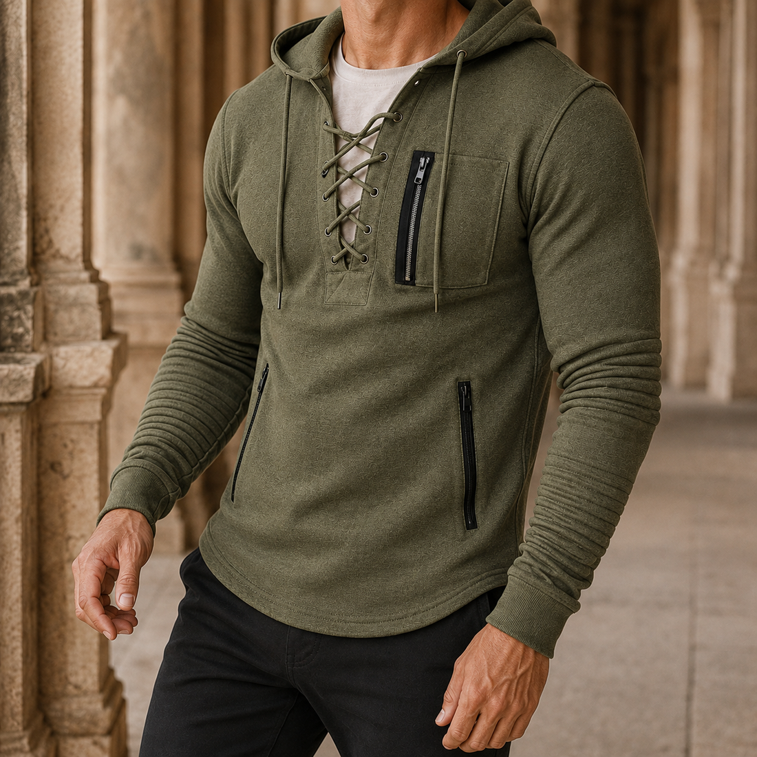 Marcel Lace-Up Sweater - Green