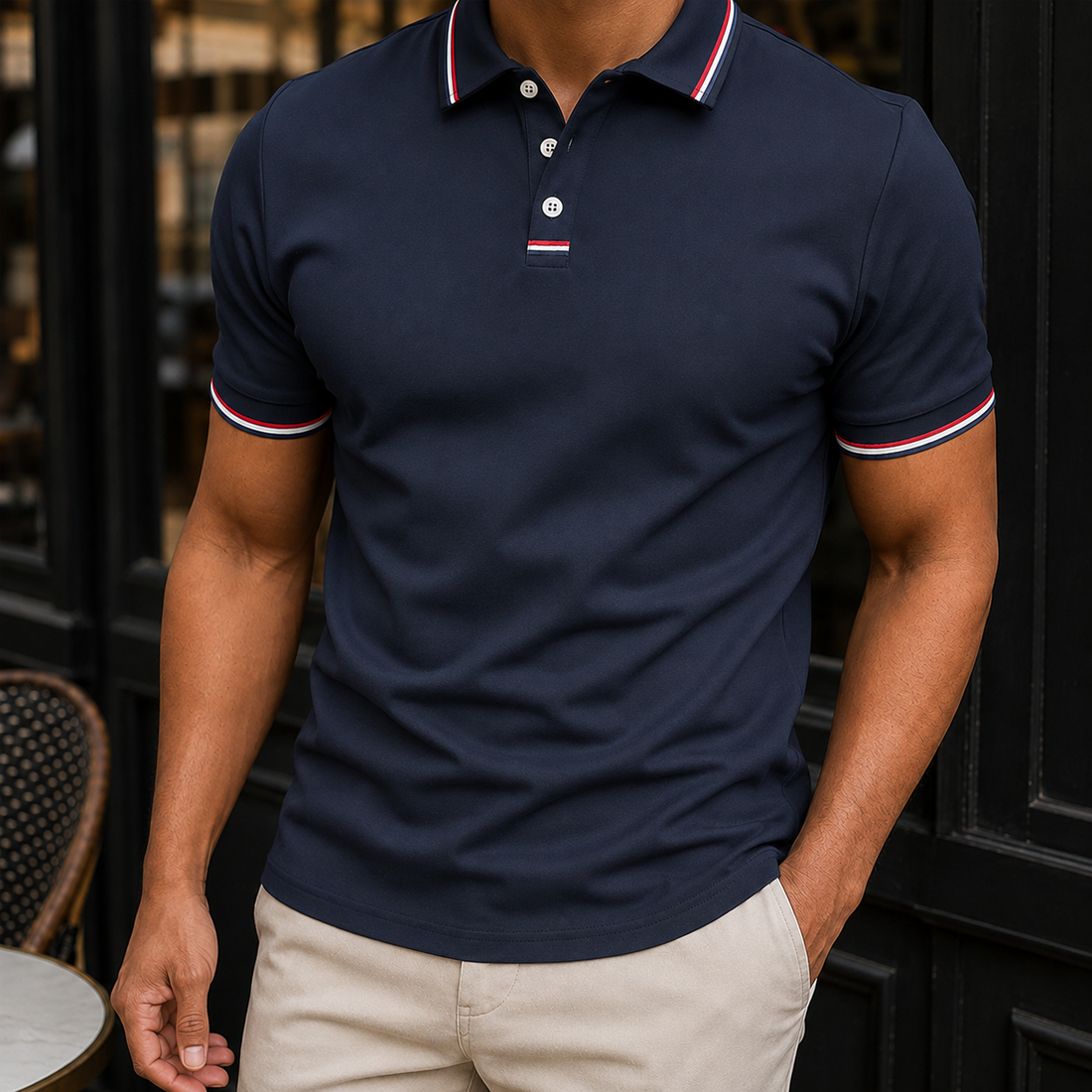 Orion Striped Polo - Navy