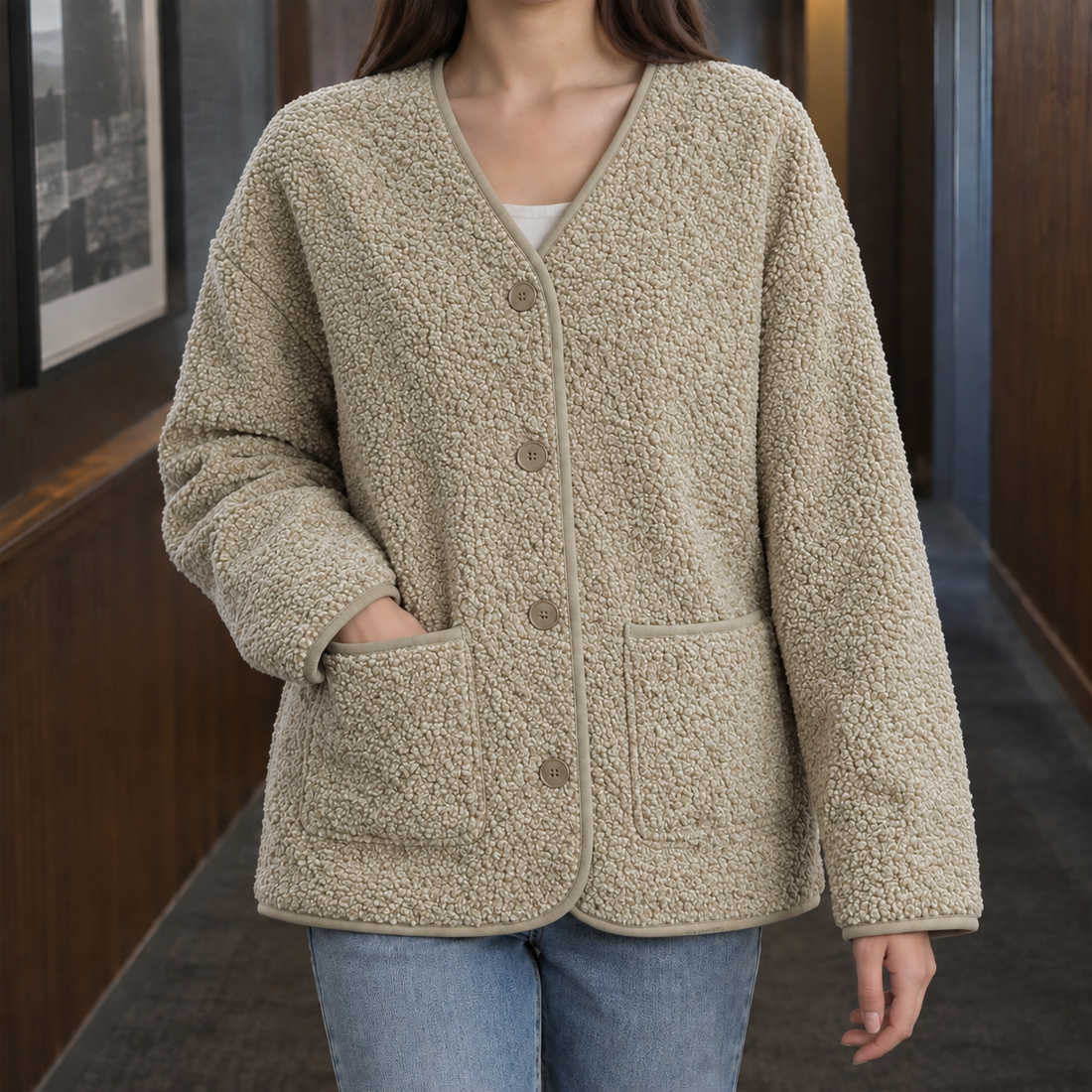 Mallory Fleece Jacket - Beige