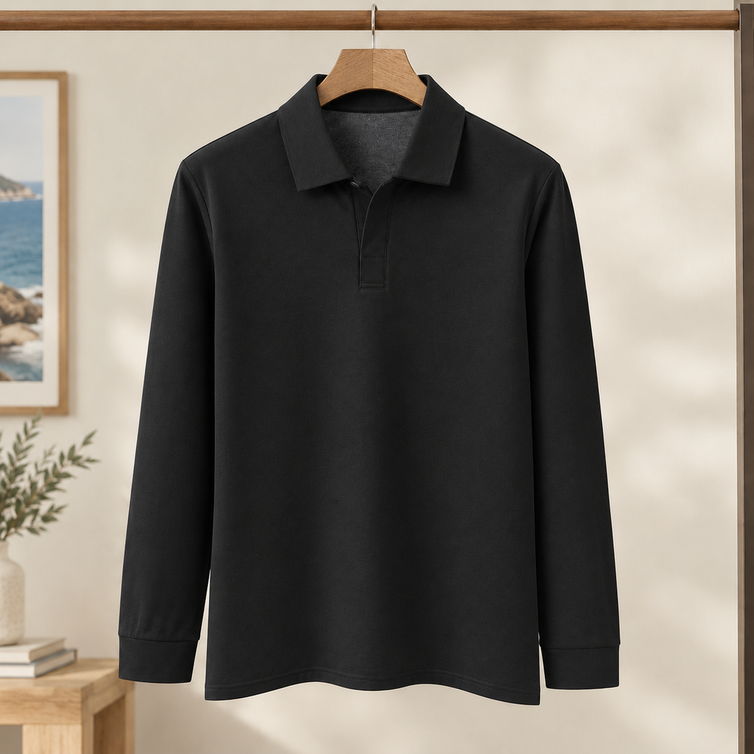 Fintan Collared Polo - Black