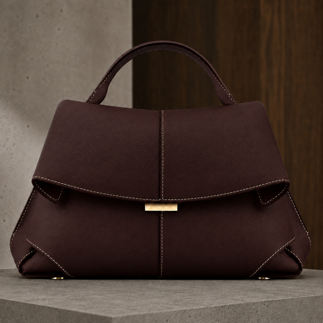 Falcieri Leather Handbag - Burgundy