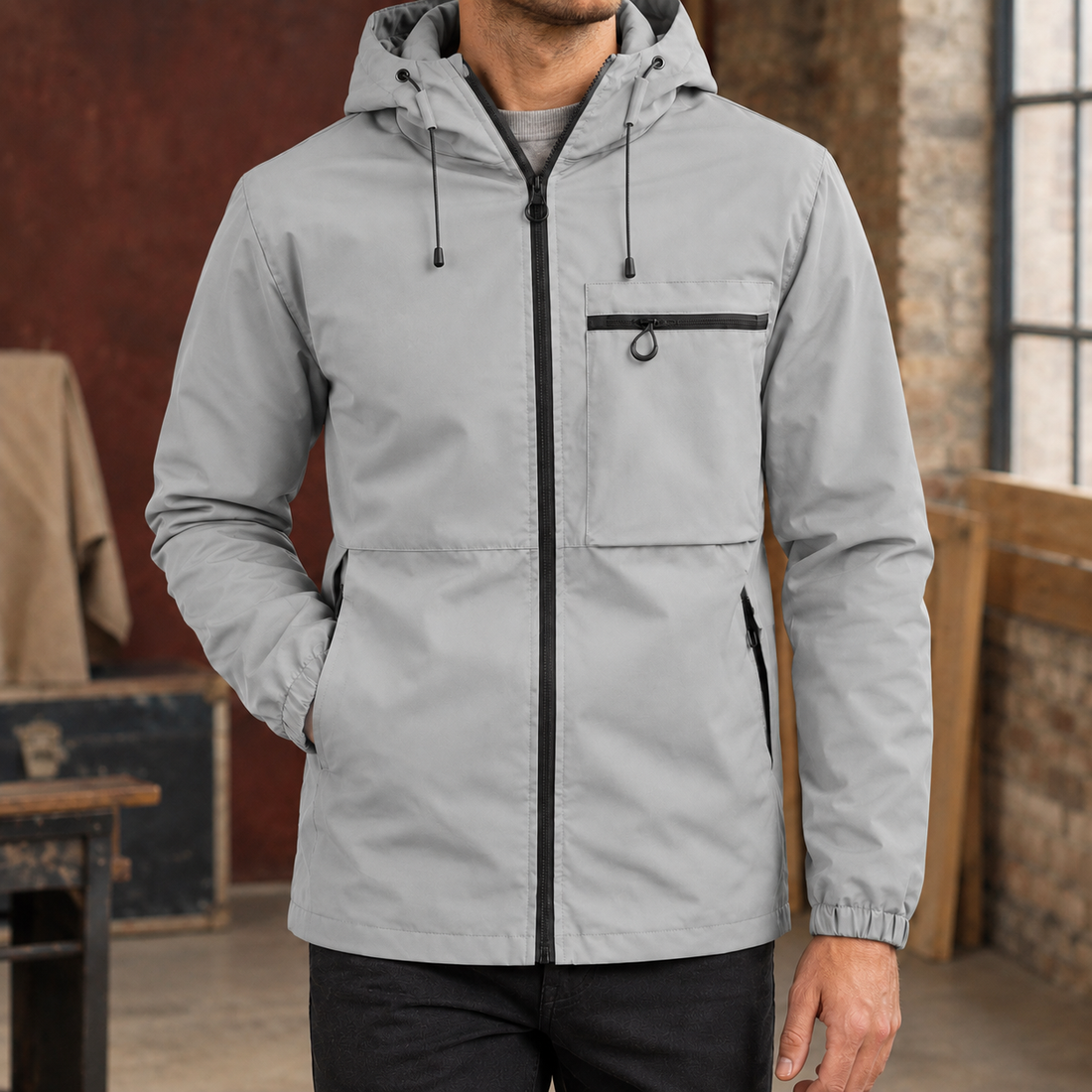 Bertram Hooded Jacket - Light Gray