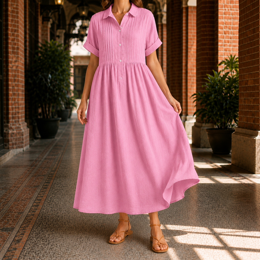 Willa Pintuck Maxi Dress - Pink