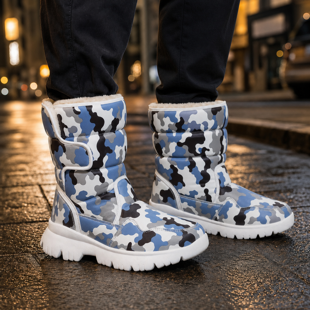 Viterbo Camouflage Snow Boots - White Blue Camouflage