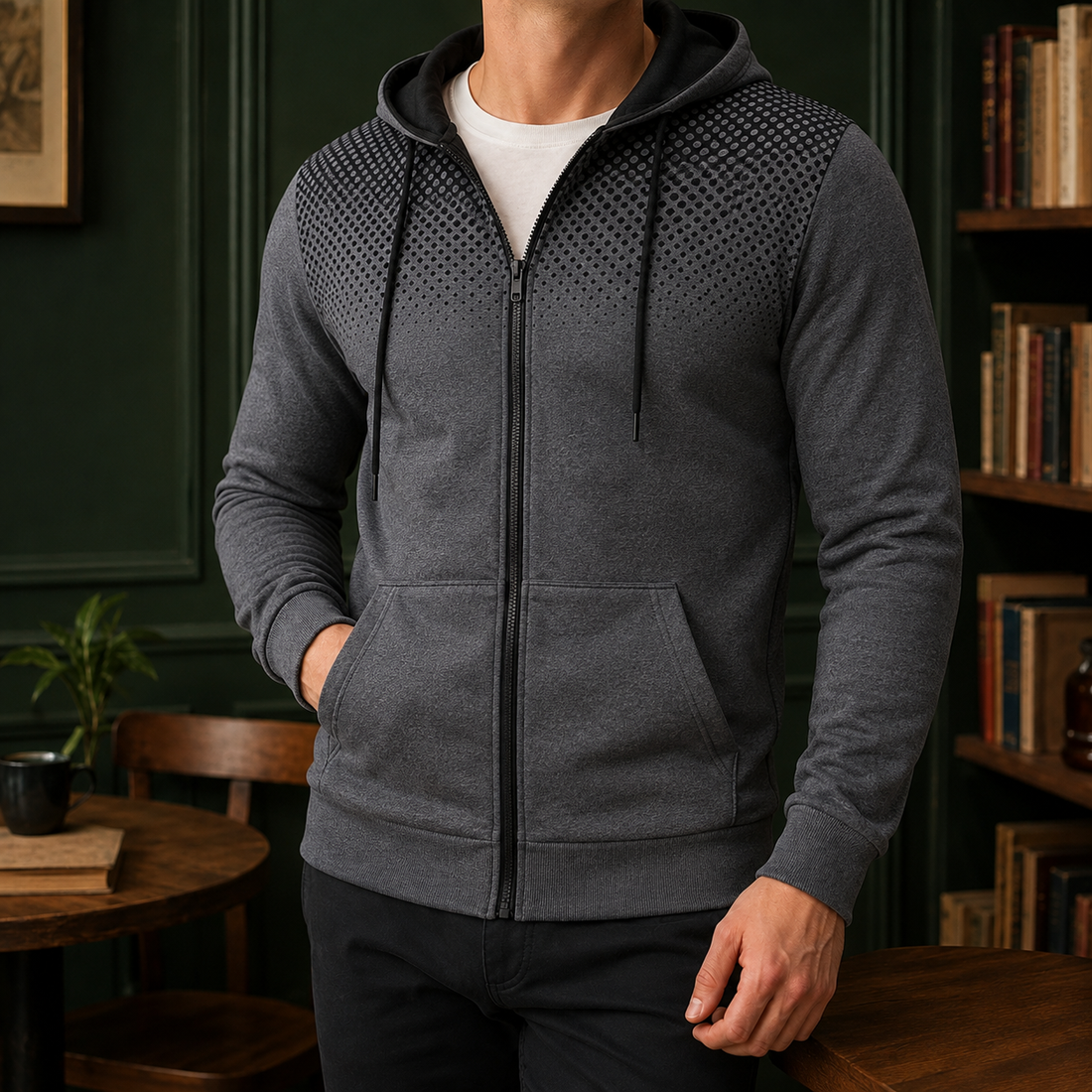 Gregoire Dotted Zip Hoodie - Gray