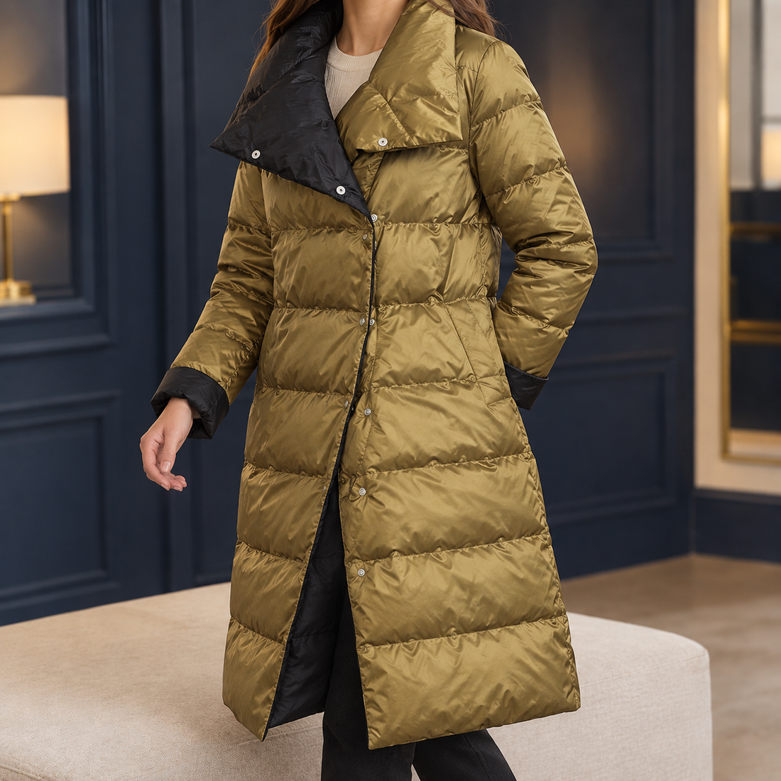 Quinn Reversible Down Coat - Gold
