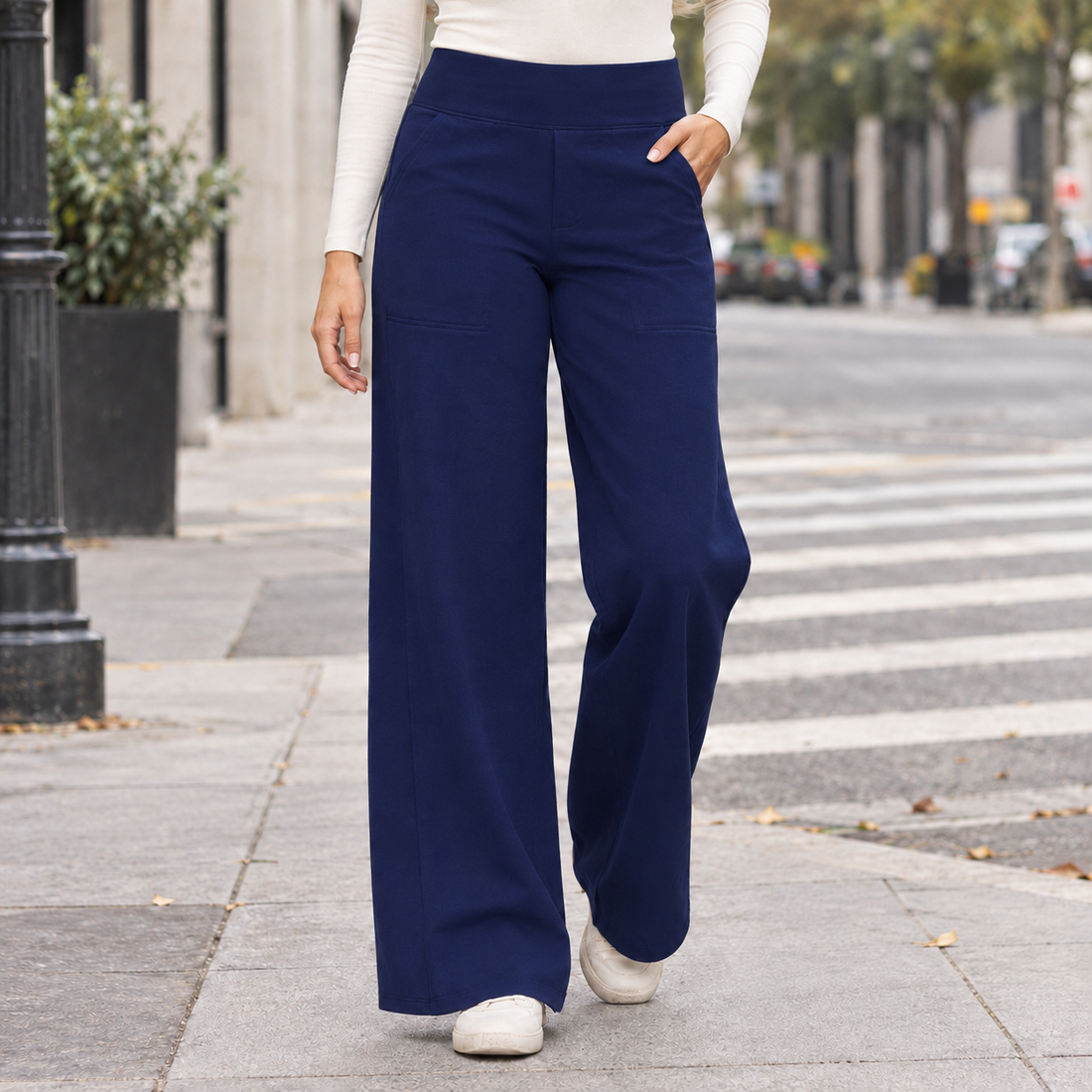 Ada-Jane Straight Leg Pants - Dark Blue