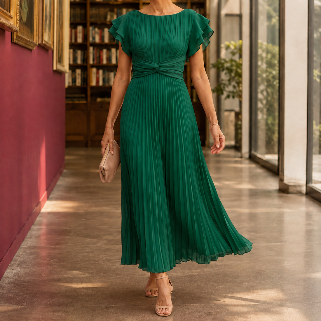 Agnes Pleated Dress - Green