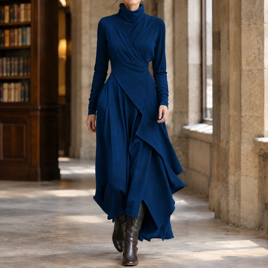 Pomeline Asymmetric Maxi Dress - Royal Blue