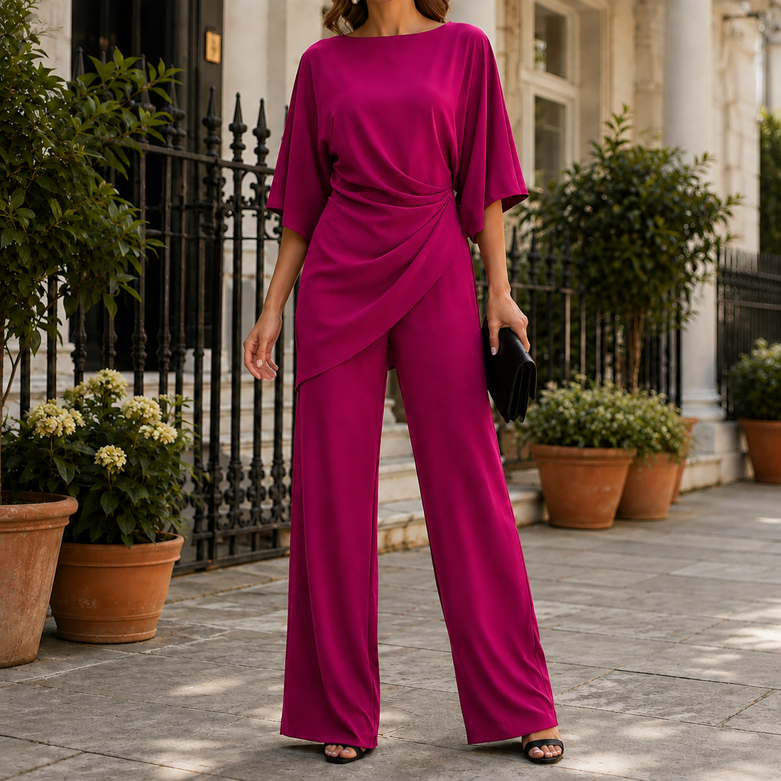 Olympia Draped Set - Fuchsia