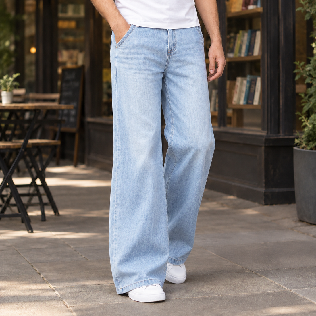 Graham Wide Leg Pants - Ice Blue