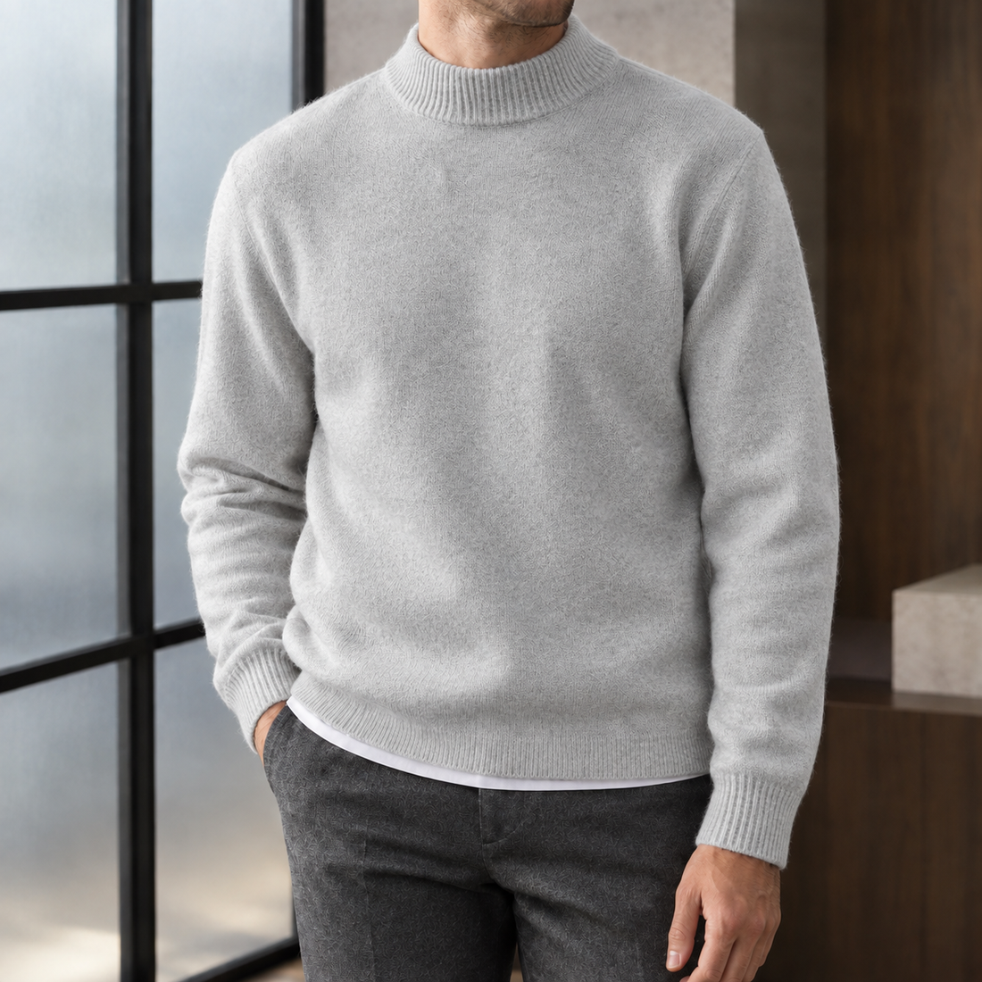 Aldous Wool Sweater - Light Gray