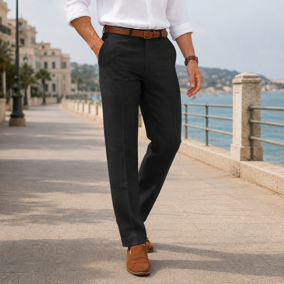 Blake Straight-Leg Pants - Black