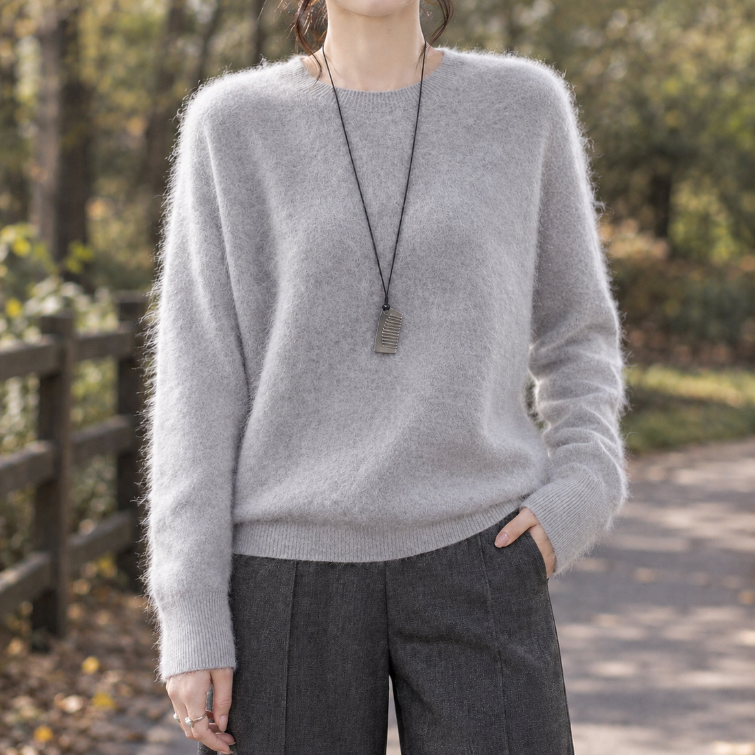 Adele-June Cashmere Sweater - Light Gray