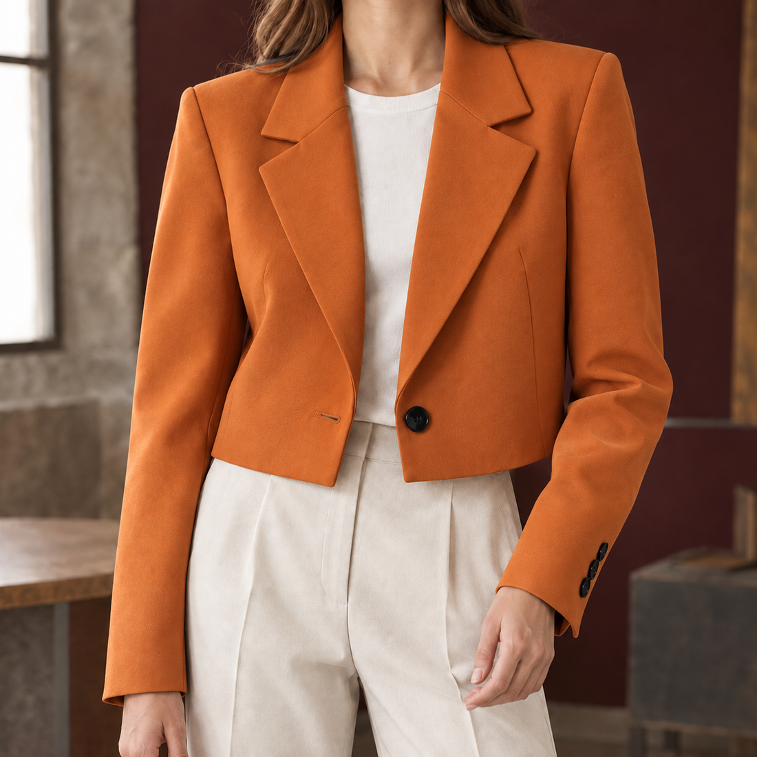 Zelda-Faye Cropped Jacket - Orange