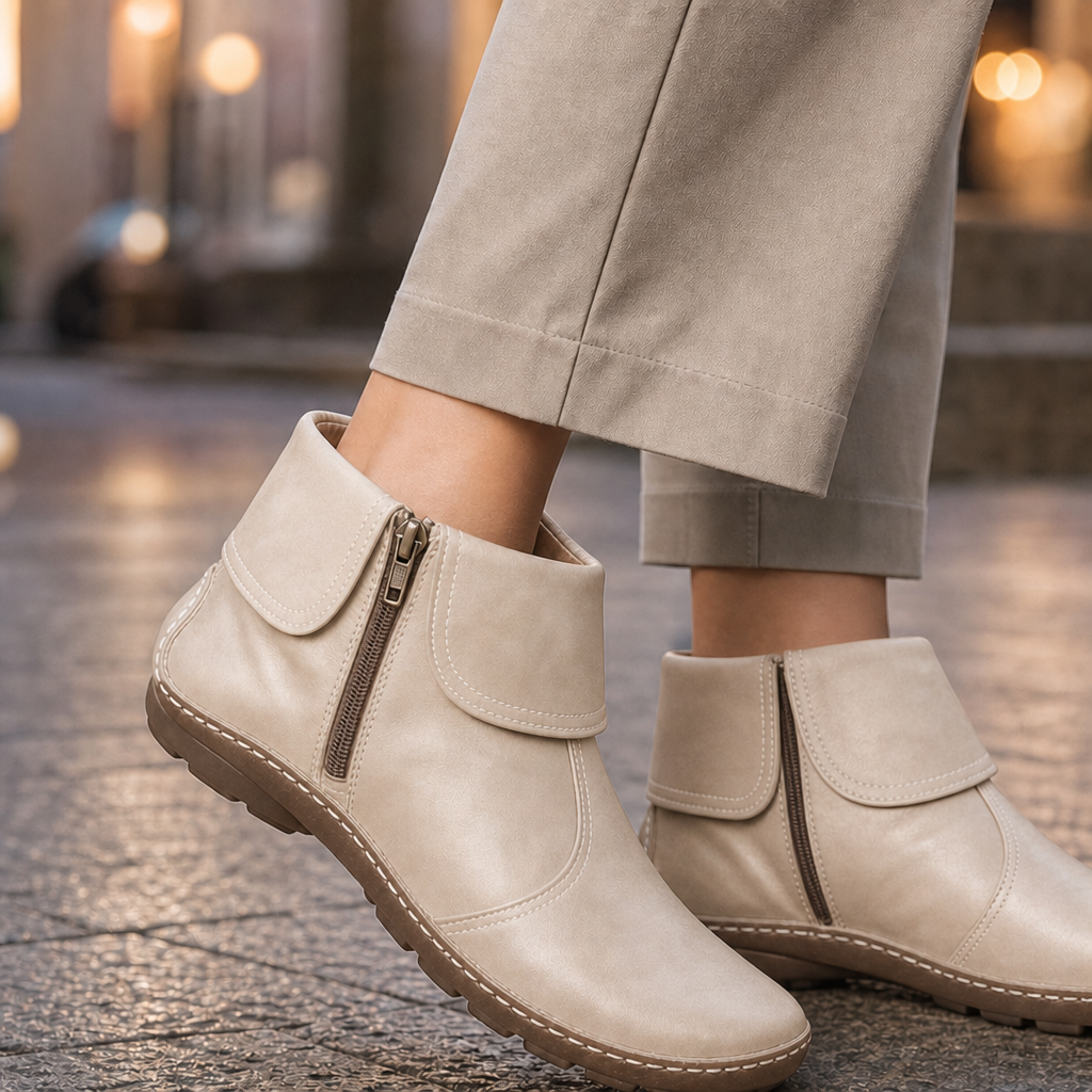 Lucano Side Zip Boots - Off White