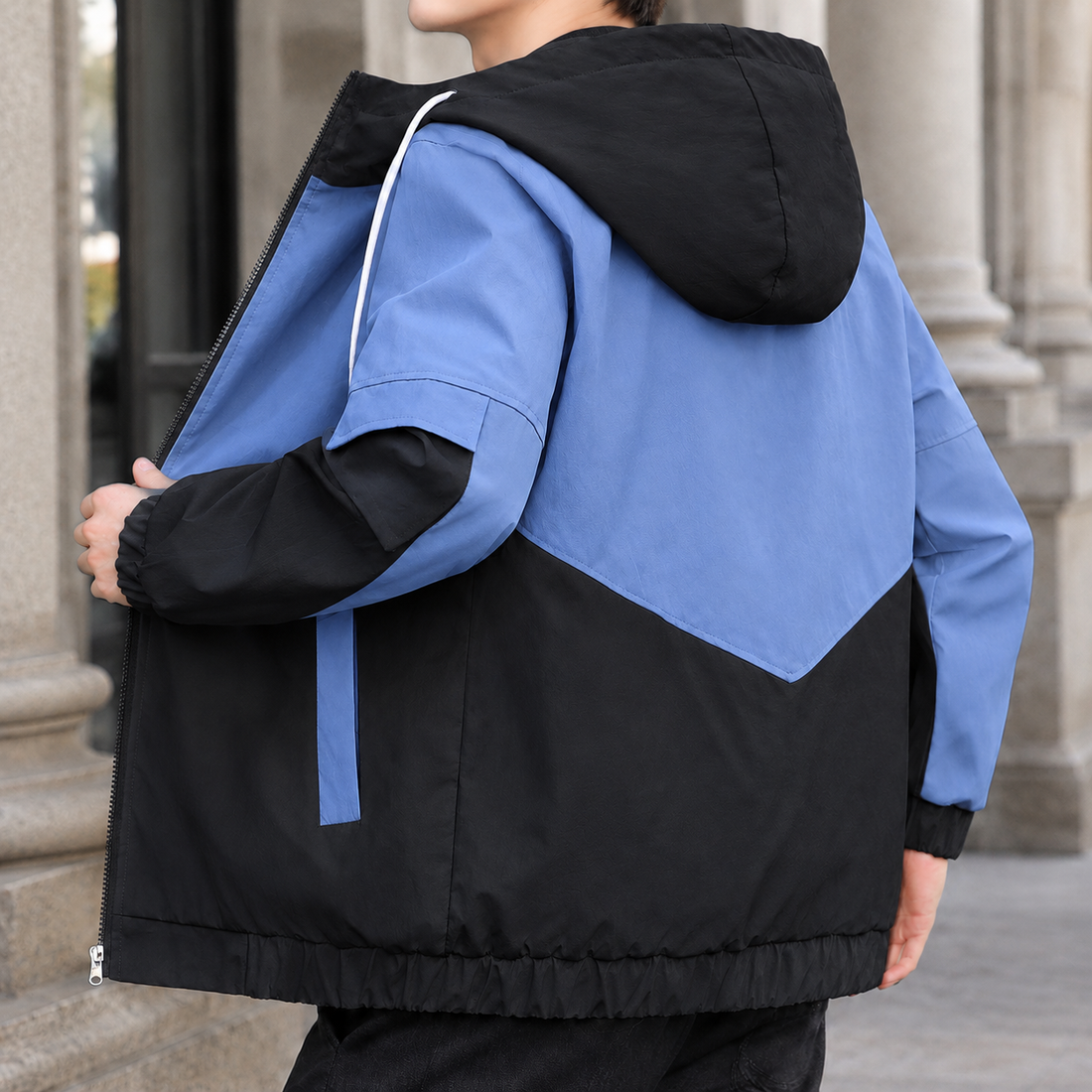 Romain Color Block Jacket - Blue (As Pictured)