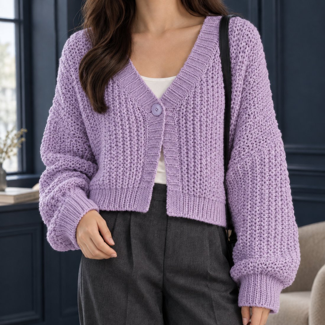 Sibylla Chunky Cardigan - Purple