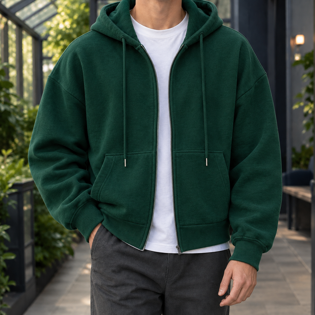 James Zip Hoodie - Green