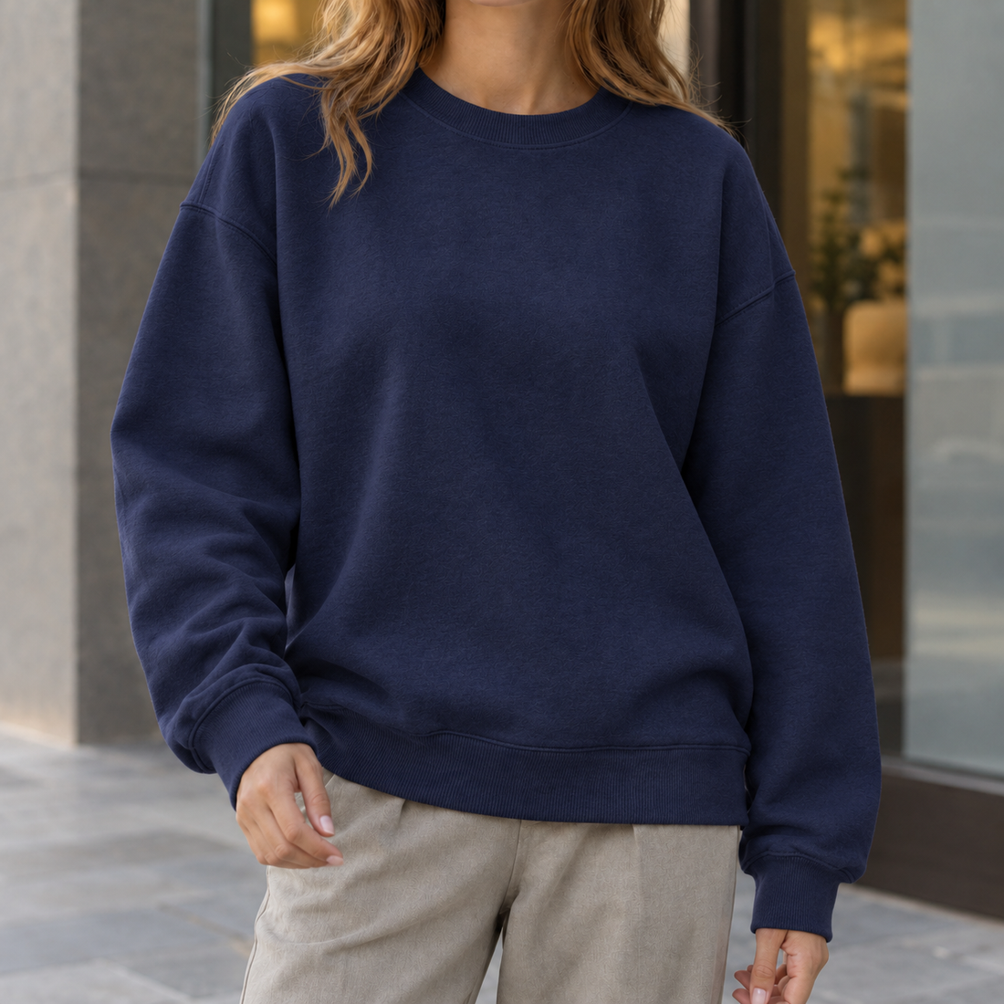 Giulia-Belle Crewneck Sweater - Navy Blue