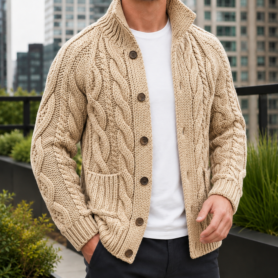 Maximus Cable Knit Sweater - Light Brown