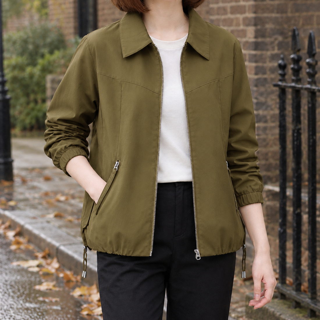 Henriette-Jane Zip Jacket - Army Green
