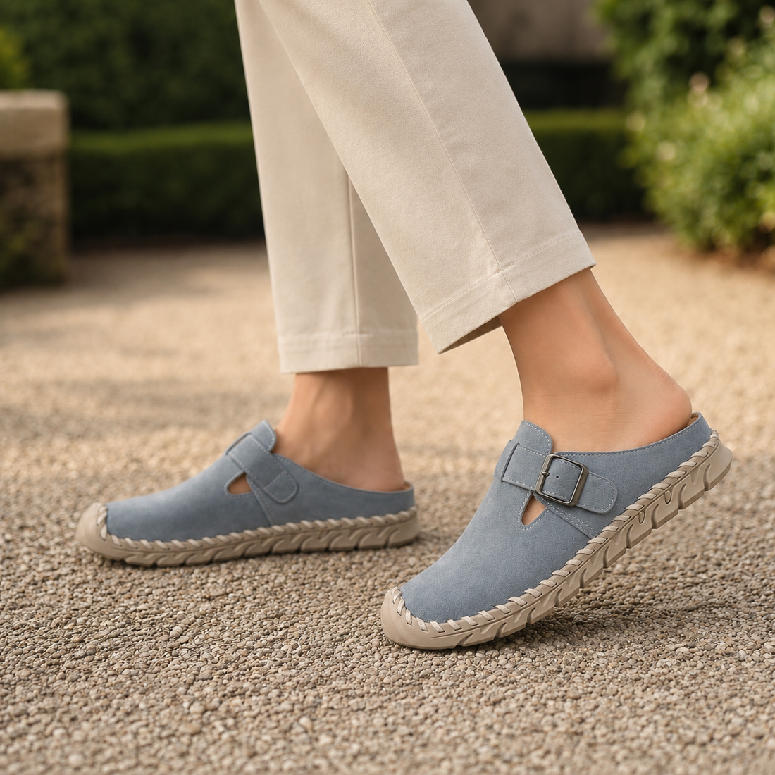 Ardenti Buckle Mules - Gray
