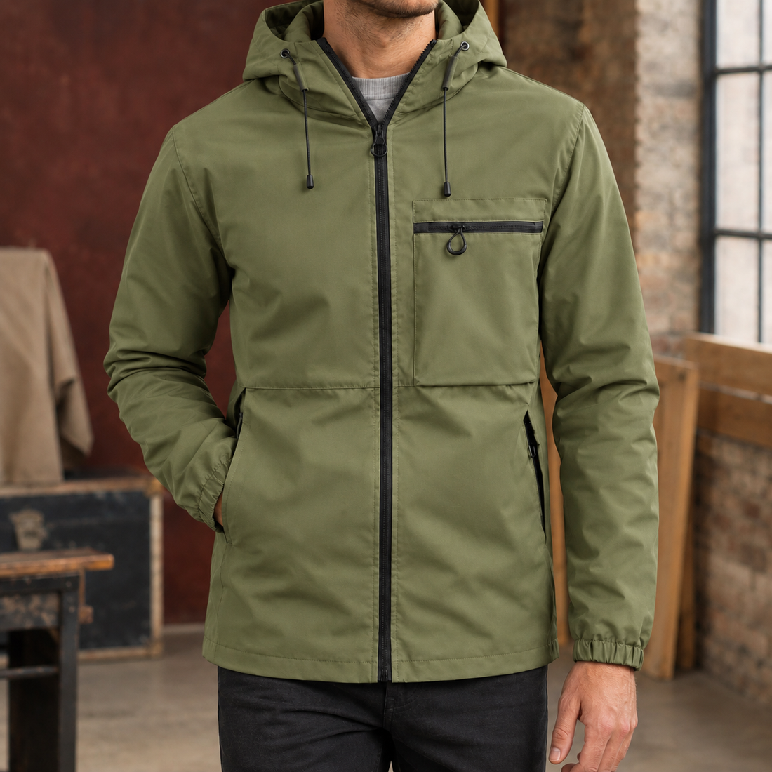 Bertram Hooded Jacket - Army Green