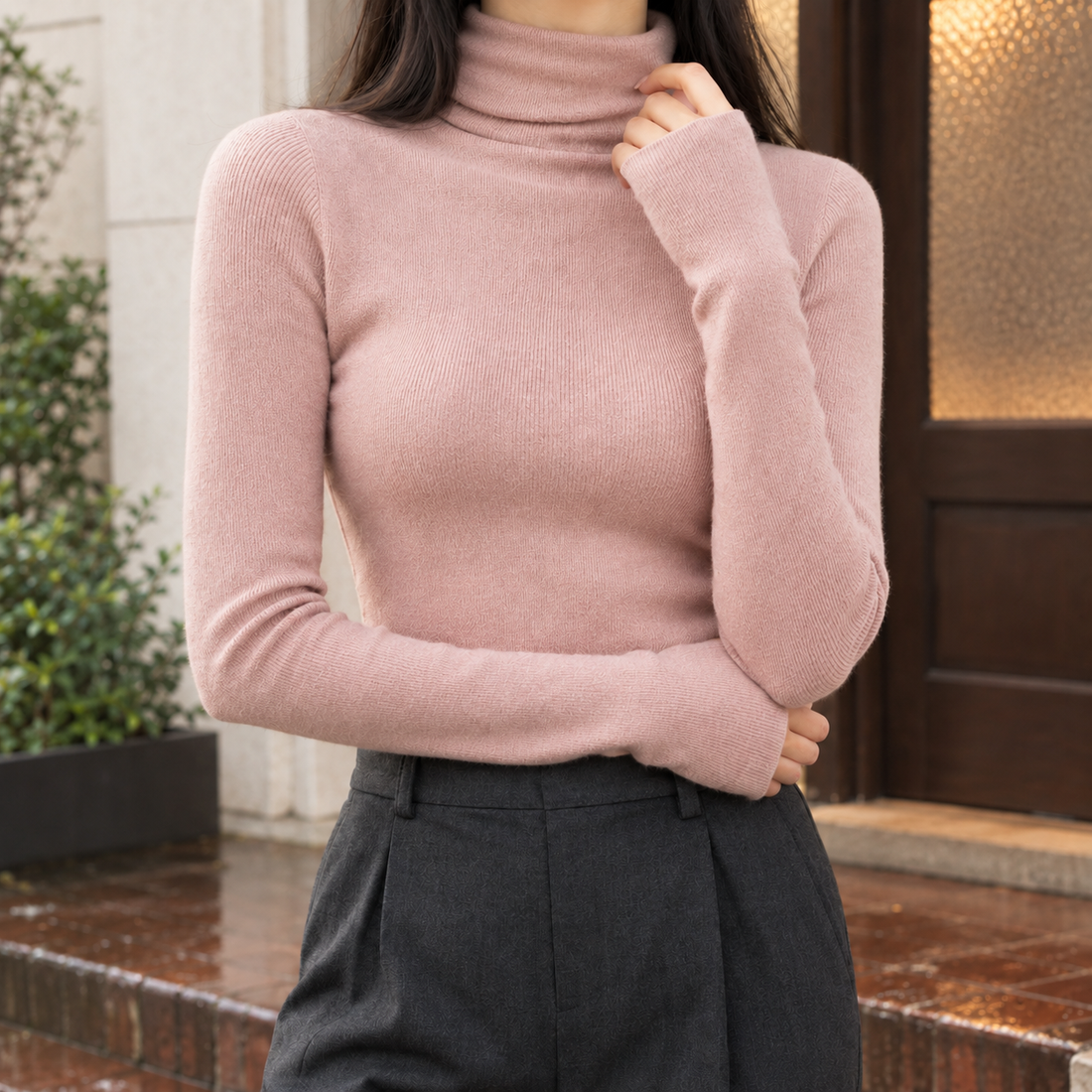 Teresa Turtleneck Top - Pink
