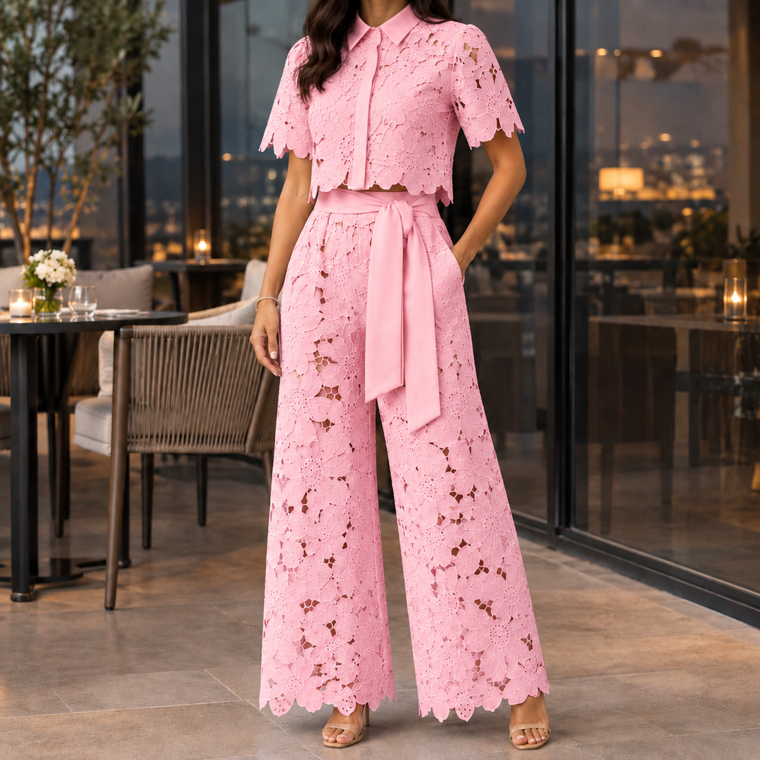 Fenna-June Wide-Leg Set - Pink